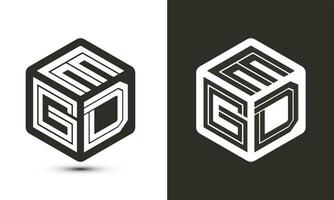 EGD letter logo design with illustrator cube logo, vector logo modern alphabet font overlap style.