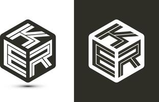 ker letra logo diseño con ilustrador cubo logo, vector logo moderno alfabeto fuente superposición estilo.