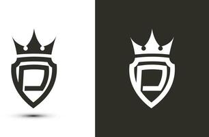 letter D initials signature logotype. Elegant logo icon vector design. Luxury shield crown sign.