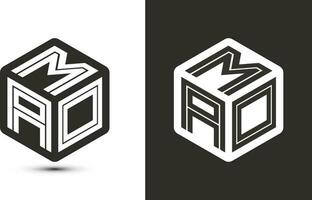 MAO letter logo design with illustrator cube logo, vector logo modern alphabet font overlap style.