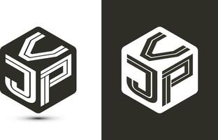 VJF letter logo design with illustrator cube logo, vector logo modern alphabet font overlap style.