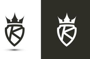 letter K initials signature logotype. Elegant logo icon vector design. Luxury shield crown sign.