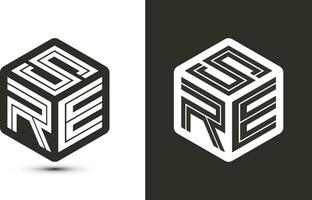 SRE letter logo design with illustrator cube logo, vector logo modern alphabet font overlap style.