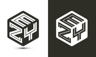 EZY letter logo design with illustrator cube logo, vector logo modern alphabet font overlap style.