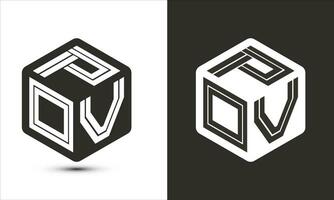 POV letter logo design with illustrator cube logo, vector logo modern alphabet font overlap style.