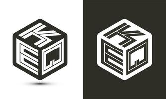 KEQ letter logo design with illustrator cube logo, vector logo modern alphabet font overlap style.