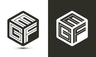 EGF letter logo design with illustrator cube logo, vector logo modern alphabet font overlap style.