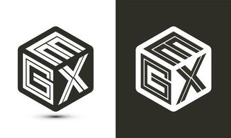 EGX letter logo design with illustrator cube logo, vector logo modern alphabet font overlap style.