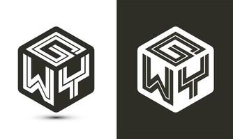 GWY letter logo design with illustrator cube logo, vector logo modern alphabet font overlap style.