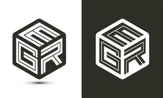 egr letra logo diseño con ilustrador cubo logo, vector logo moderno alfabeto fuente superposición estilo.