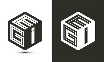 EGI letter logo design with illustrator cube logo, vector logo modern alphabet font overlap style.