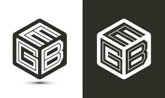 EGB letter logo design with illustrator cube logo, vector logo modern alphabet font overlap style.