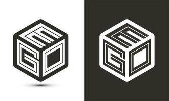 EGO letter logo design with illustrator cube logo, vector logo modern alphabet font overlap style.