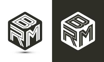 brm letra logo diseño con ilustrador cubo logo, vector logo moderno alfabeto fuente superposición estilo.