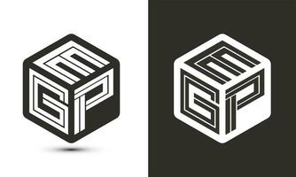 EGP letter logo design with illustrator cube logo, vector logo modern alphabet font overlap style.