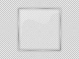 Glass plate in square frame isolated on background. Vector illustration.