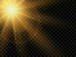 Sunlight on a background. Isolated yellow rays of light. Vector illustration