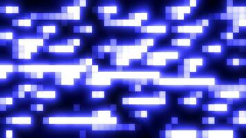 Abstract blue retro pixel hipster digital background made of moving energy brick squares on a black background video