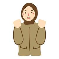 indonesian civil servant clenching both fists up vector