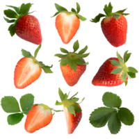 ensemble Frais des fraises fuit avec feuilles sur isolé transparent Contexte png