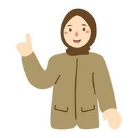 woman pointing finger to empty space vector