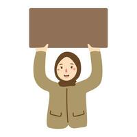 women civil servants holding blank board vector