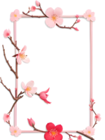 Sakura Border Frame PNG Transparent Background Ai Generative