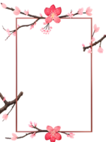 Sakura Border Frame PNG Transparent Background Ai Generative