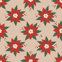 sin costura modelo con negrita rojo flor de pascua Navidad y nuevo año concepto. mano dibujado vector textura para fondo de pantalla, huellas dactilares, envase, textil