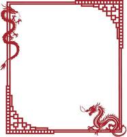 Abstract chinese red dragon silhouette decorative borders and chinese style frames for festive arrangements vector