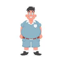 Fat man posing and smiling. Overweight guy is cute, body positivity theme. Cartoon style vector