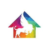 Bull and wings Logo creative design. flying bull icon Vector Illustration