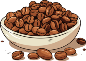 roasted coffee beans in a bowl illustration AI Generative png