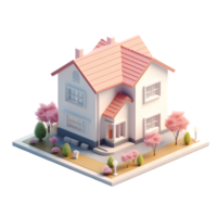 isometric house 3d AI GEnerative png