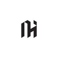 NH geometric and futuristic concept high quality logo design vector