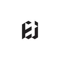 EJ geometric and futuristic concept high quality logo design vector