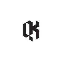 QK geometric and futuristic concept high quality logo design vector