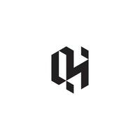 QH geometric and futuristic concept high quality logo design vector