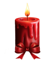 vermelho Natal vela com fita e pinho árvore folhas ai generativo png