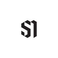 SN geometric and futuristic concept high quality logo design vector