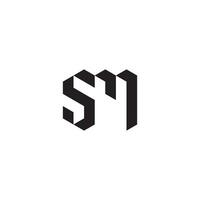 SM geometric and futuristic concept high quality logo design vector