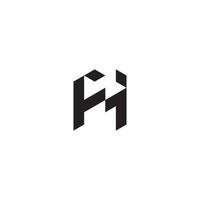 FH geometric and futuristic concept high quality logo design vector