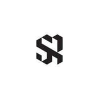 SR geometric and futuristic concept high quality logo design vector