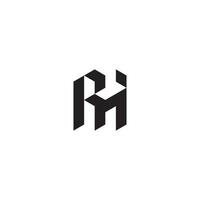 RH geometric and futuristic concept high quality logo design vector