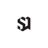 SQ geometric and futuristic concept high quality logo design vector