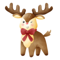 Christmas reindeer wearing a red bow png