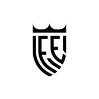 FE crown shield initial luxury and royal logo concept vector