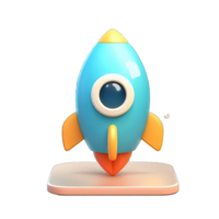 Entertaining 3D Rocket Graphic, png