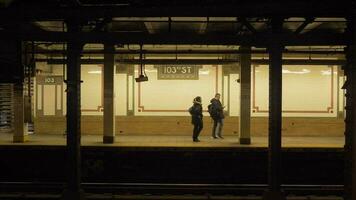Novo Iorque cidade, EUA - novembro 22, 2018 metrô estação - 103º rua. trem é partindo video