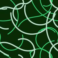 Editable Abstract Green Curved Lines Vector Seamless Pattern With Dark Background for Decorative Element